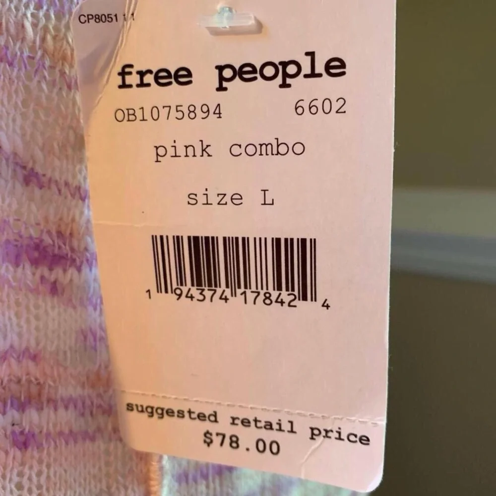 Free People Spaced Out Tee. Size Large. NWT. Pink and Purple Combo.